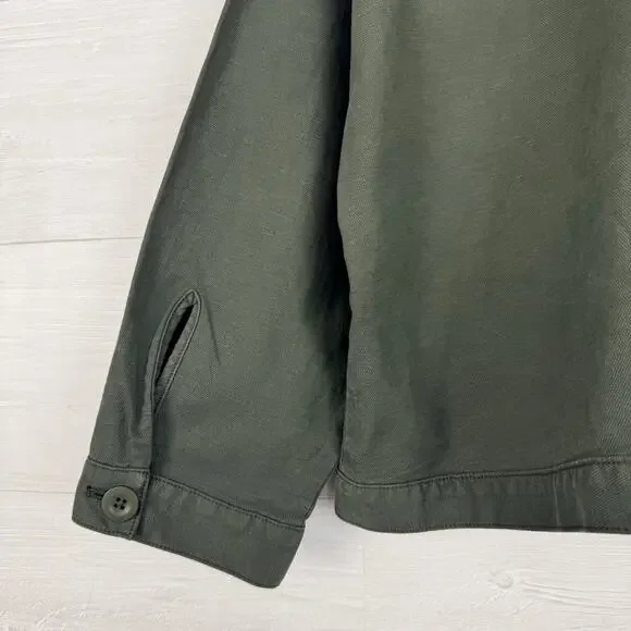 Eileen Fisher‎ Organic Cotton Hemp Jacket XL Green Utility Pockets Boxy Casual